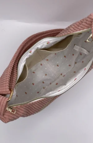 SAC DEMI LUNE MIEL VELOUR BOIS DE ROSE