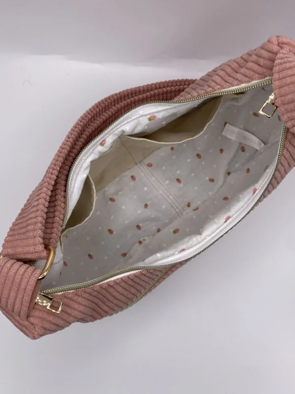 SAC DEMI LUNE MIEL VELOUR BOIS DE ROSE