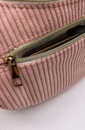 SAC DEMI LUNE MIEL VELOUR BOIS DE ROSE