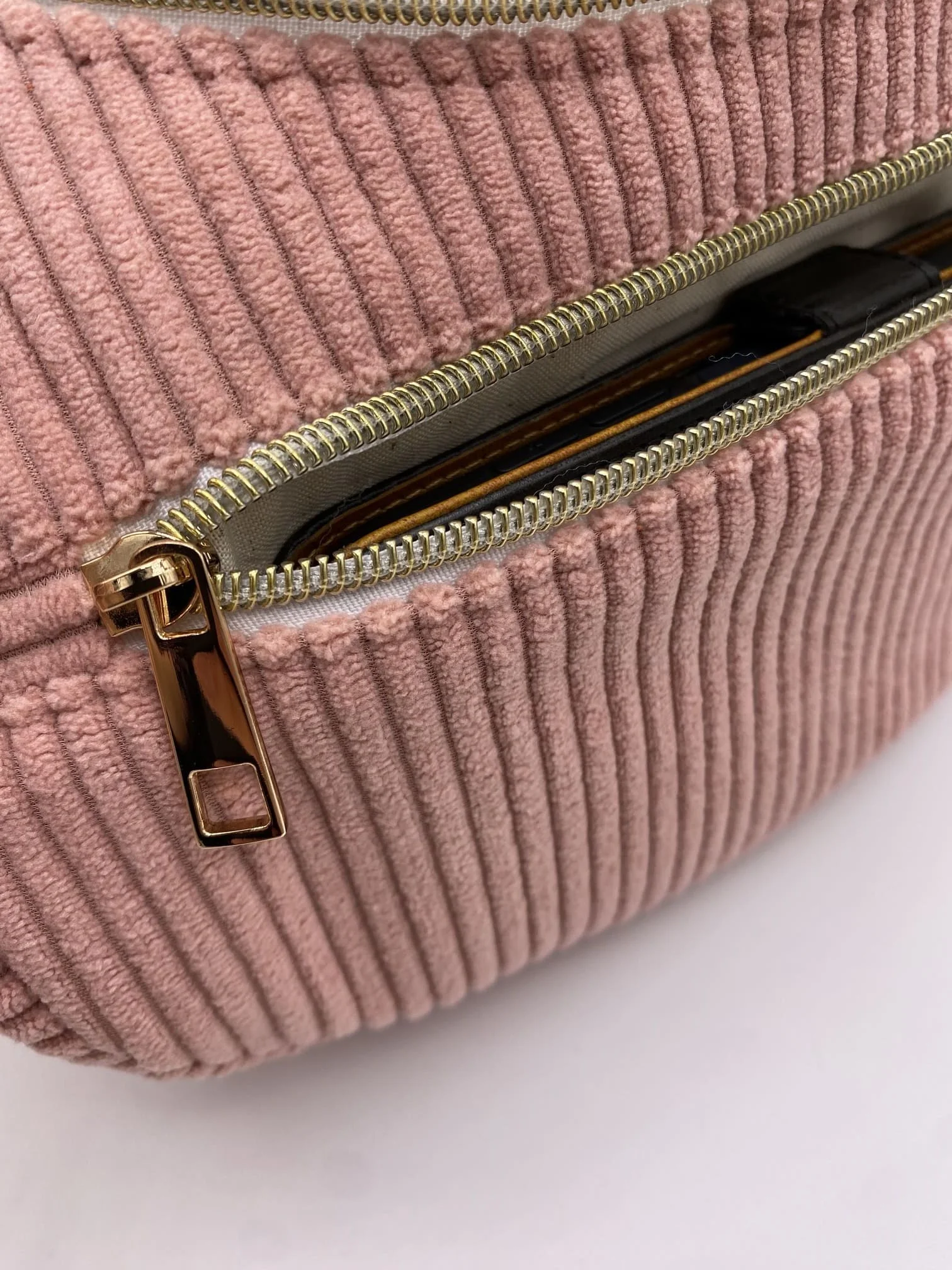 SAC DEMI LUNE MIEL VELOUR BOIS DE ROSE