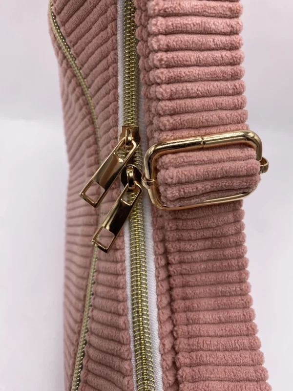 SAC DEMI LUNE MIEL VELOUR BOIS DE ROSE