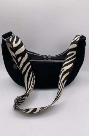 SAC DEMI LUNE VELOURS NOIRE MODELE MIEL