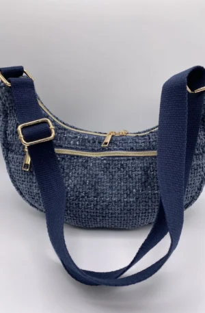 SAC DEMI LUNE CANNAGE ASPECT LAINEUX MARINE