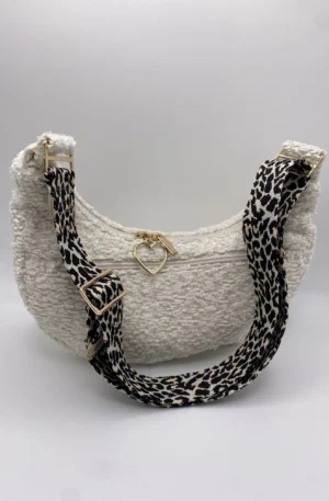 SAC DEMI LUNE ASPECT LAINEUX BEIGE