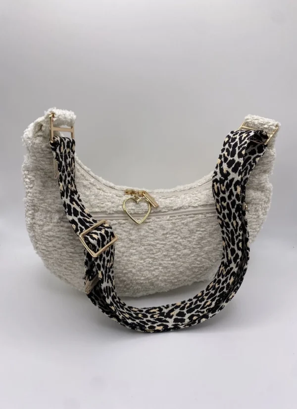 SAC DEMI LUNE ASPECT LAINEUX BEIGE