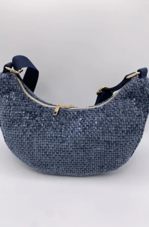 SAC DEMI LUNE CANNAGE ASPECT LAINEUX MARINE
