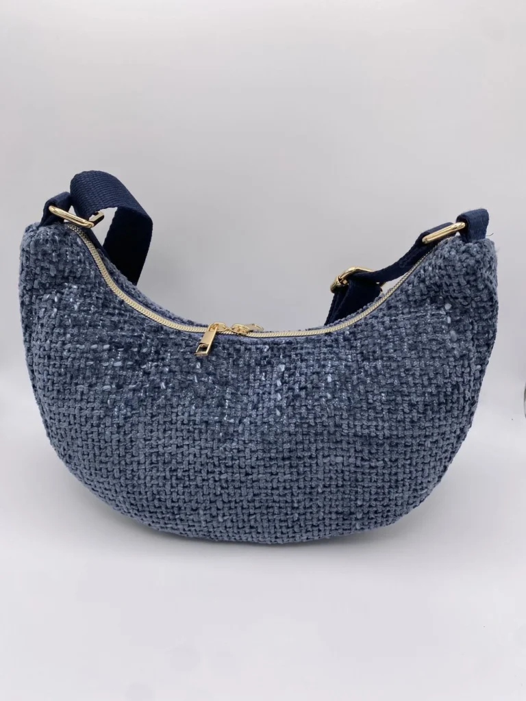 SAC DEMI LUNE CANNAGE ASPECT LAINEUX MARINE