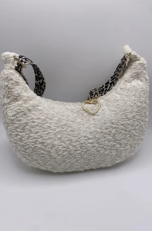 SAC DEMI LUNE ASPECT LAINEUX BEIGE