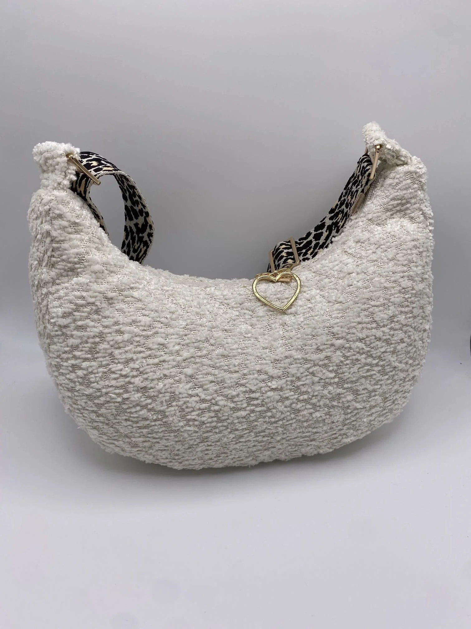 SAC DEMI LUNE ASPECT LAINEUX BEIGE