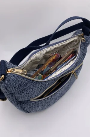 SAC DEMI LUNE CANNAGE ASPECT LAINEUX MARINE