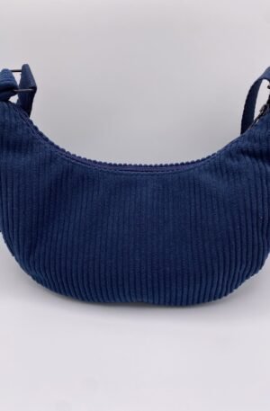 SAC DEMI LUNE VELOURS BLEU MARINE MODELE MIEL