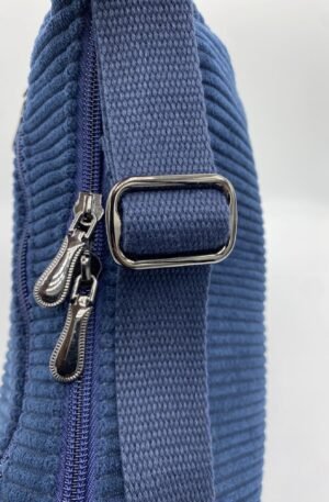 SAC DEMI LUNE VELOURS BLEU MARINE MODELE MIEL