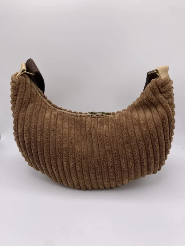 SAC DEMI LUNE MIEL VELOURS MARRON