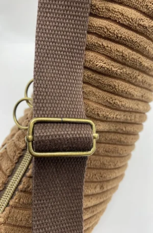 SAC DEMI LUNE MIEL VELOURS MARRON