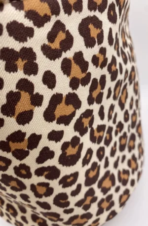 PANIERE TISSU AMEUBLEMENT BEIGE TOILE DE COTON LEOPARD