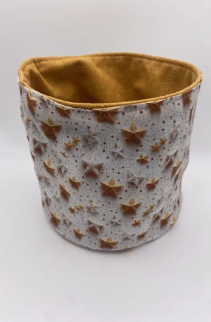 PANIERE TISSU AMEUBLEMENT JAUNE CRETONNE 3D JOIE ETOILE