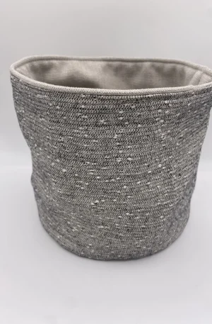 PANIERE TISSU D AMEUBLEMENT GRIS SCINTILLANT ET TISSU AMEUBLEMENT UNI GRIS