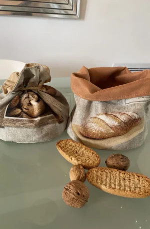 PANIERE TISSU AMEUBLEMENT ROUILLE TOILE DE COTON BOULANGERIE