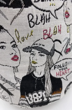 PANIERE TISSU JACQUARD VERT ET JACQUARD GIRLY