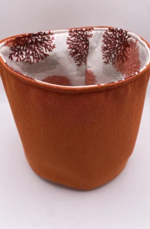 PANIERE TISSU AMEUBLEMENT ORANGE COTON CORAUX