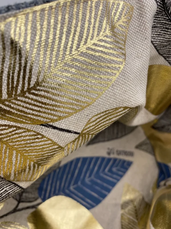 PANIERE BLEUE GRANDES FEUILLES DOREES