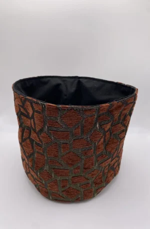 PANIERE TISSU AMEUBLEMENT EFFET SUEDINE NOIR ET TISSU VELOURS PUZZLE NOIR ET MARRON