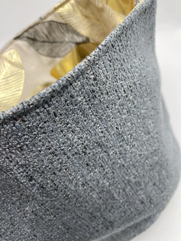 PANIERE BLEUE GRANDES FEUILLES DOREES