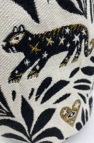 PANIERE TISSU JACQUARD CHATS NOIR ET DORE