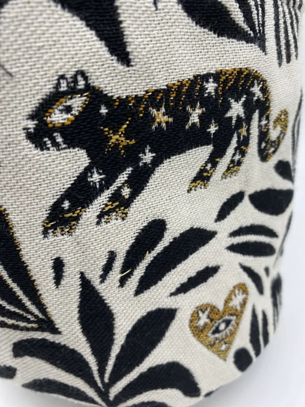 PANIERE TISSU JACQUARD CHATS NOIR ET DORE