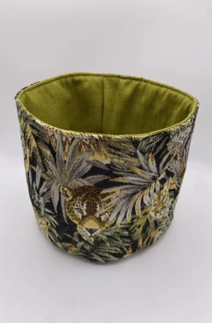 PANIERE TISSU JACQUARD JUNGLE ET AMEUBLEMENT POLYESTER VERT