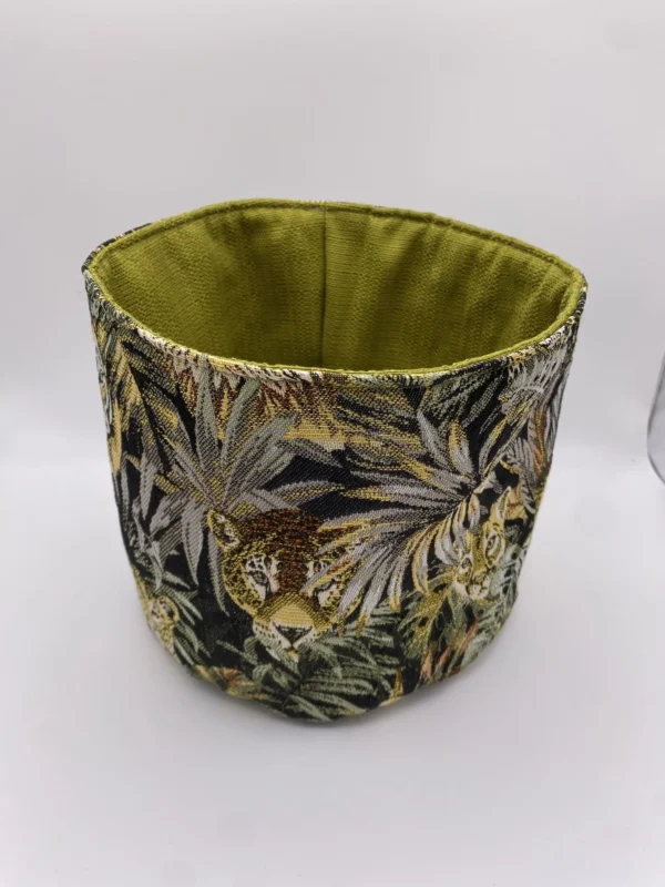 PANIERE TISSU JACQUARD JUNGLE ET AMEUBLEMENT POLYESTER VERT