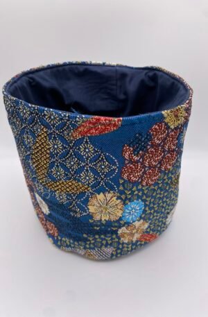 PANIERE TISSU JACQUARD ASIA BLEU ET DEMI NATTE BLEU