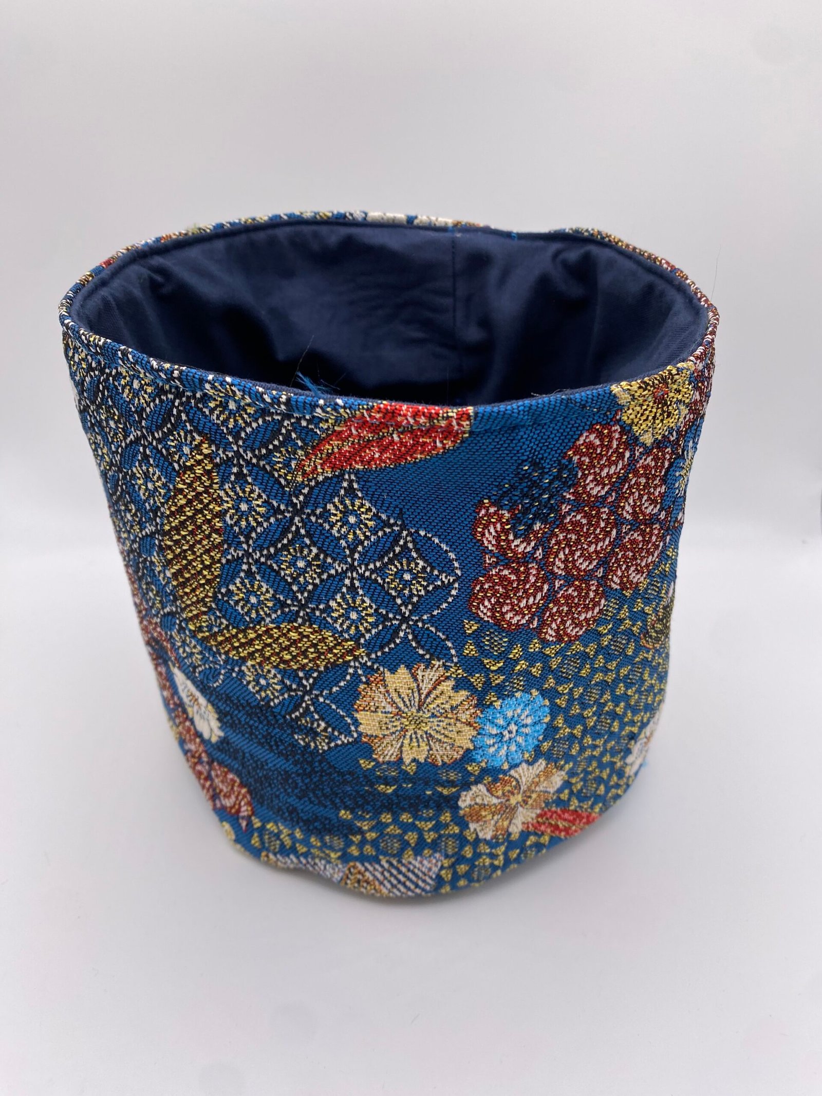 PANIERE TISSU JACQUARD ASIA BLEU ET DEMI NATTE BLEU