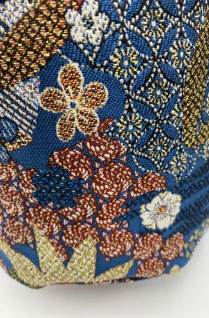 PANIERE TISSU JACQUARD ASIA BLEU ET DEMI NATTE BLEU