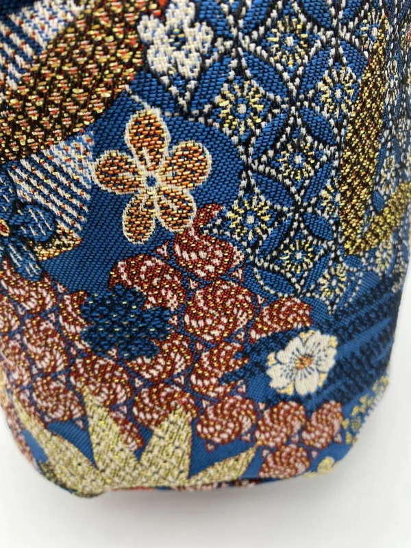 PANIERE TISSU JACQUARD ASIA BLEU ET DEMI NATTE BLEU