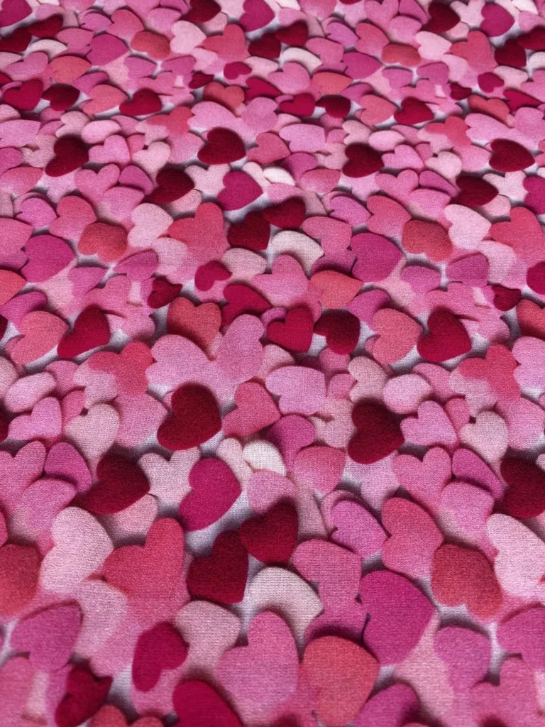 COTON COEURS ROSES