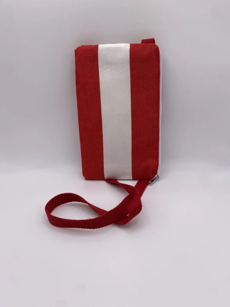 POCHETTE TEL RAYURE ROUGE DRALON