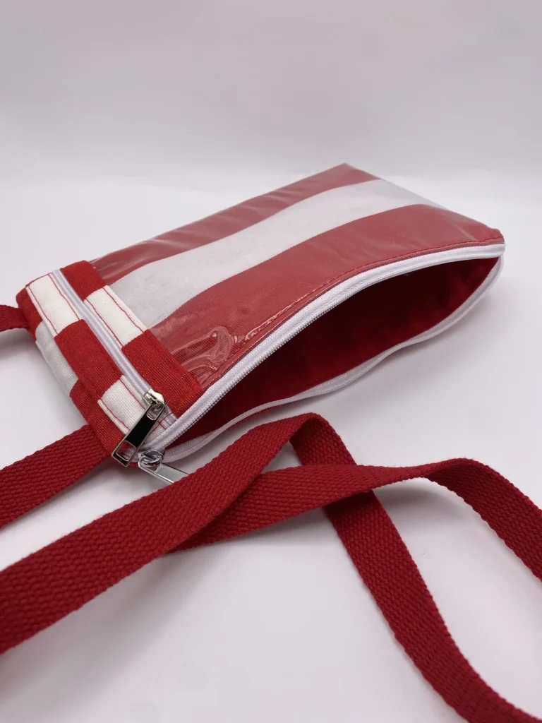 POCHETTE TEL RAYURE ROUGE DRALON