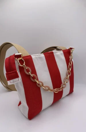 SAC CORINNE RAYEE ROUGE BLANC BACHE