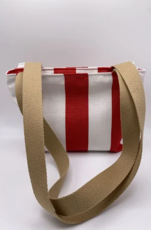 SAC CORINNE RAYEE ROUGE BLANC BACHE