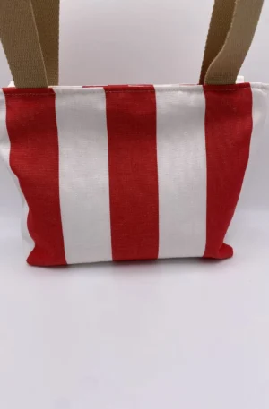 SAC CORINNE RAYEE ROUGE BLANC BACHE