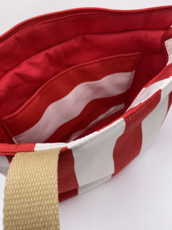 SAC CORINNE RAYEE ROUGE BLANC BACHE