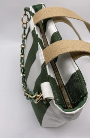SAC CORINNE RAYEE VERT BLANC BACHE