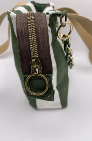 SAC CORINNE RAYEE VERT BLANC BACHE
