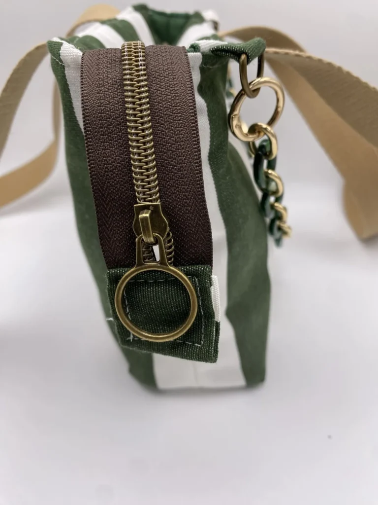 SAC CORINNE RAYEE VERT BLANC BACHE