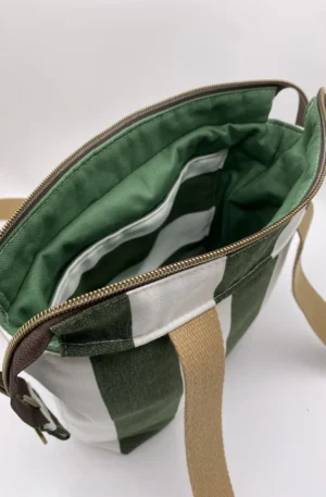 SAC CORINNE RAYEE VERT BLANC BACHE