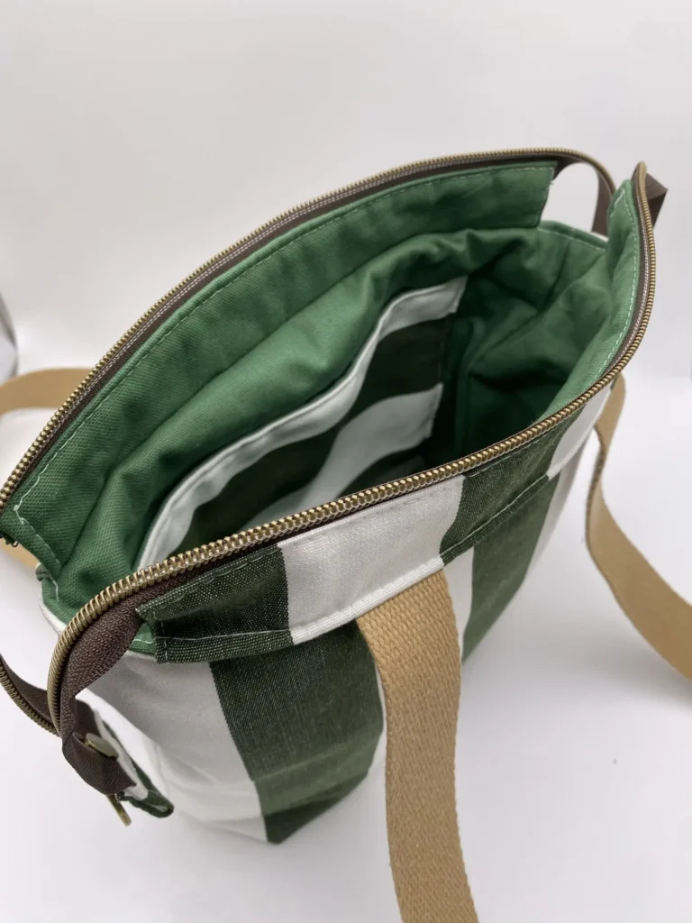 SAC CORINNE RAYEE VERT BLANC BACHE