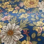 TISSU ENDUIT FLEURS BLEUES BLANCHES ROSES ET JAUNES +&euro;6.00